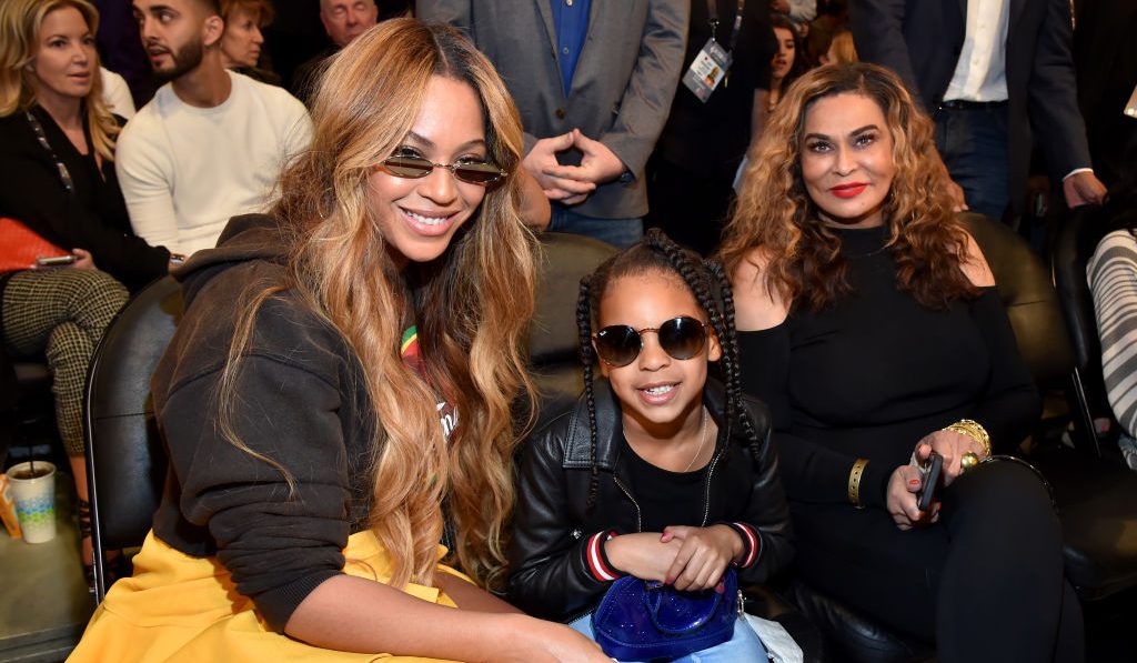 blue ivy, beyonce, tina knowles 67th NBA All-Star Game: Team LeBron Vs. Team Stephen