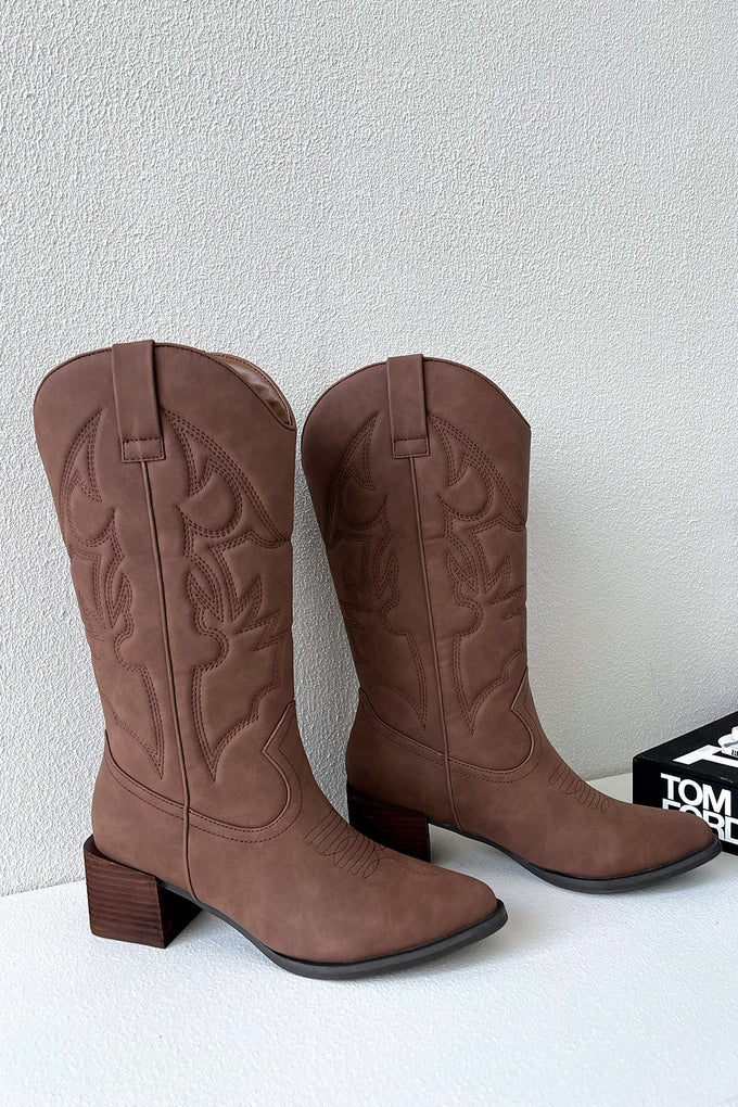 Winter Boots for women - chocolate cowboy boots 