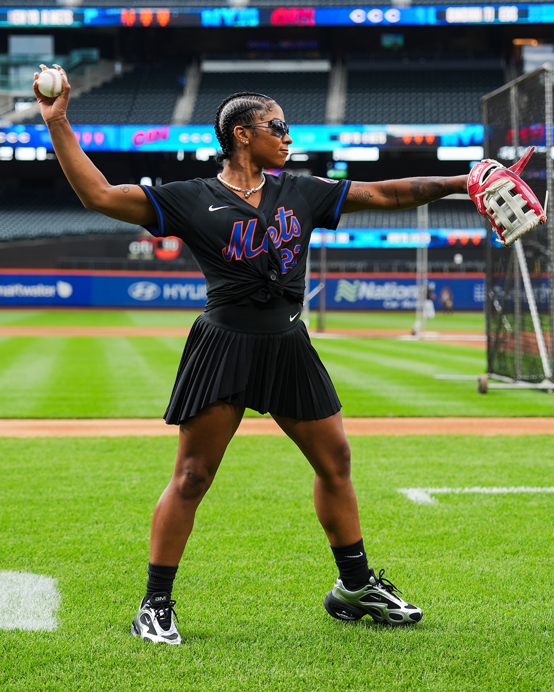 Jordan Chiles pitches at Mets game 9/6